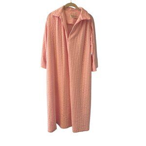 Vintage Pink Textured Zip-Front Lounge Robe Size M Brownstone Studio Made In USA